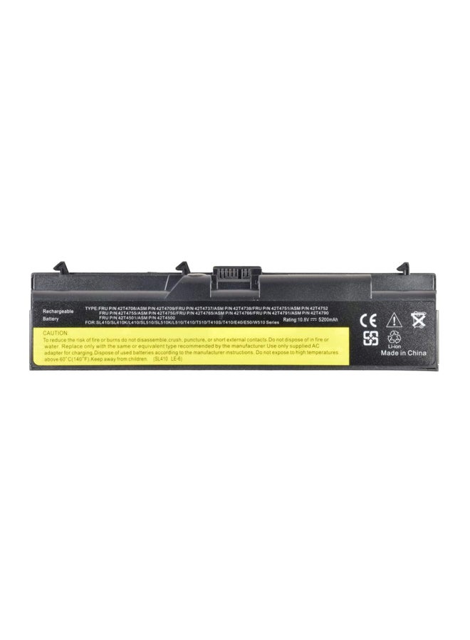 5200.0 mAh Replacement Laptop Battery For Lenovo ThinkPad T510 Black