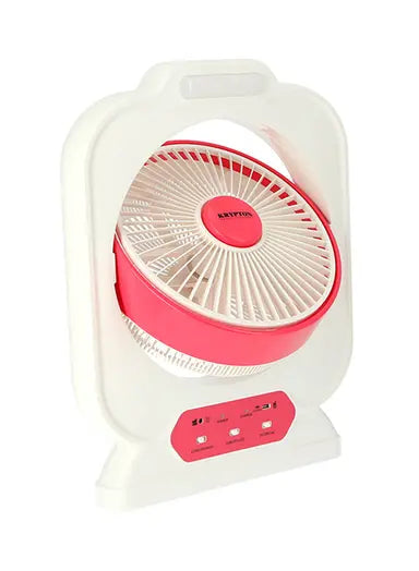 Krypton-12 Inch Rechargeable Box Fan With LED Night Light KNF111 - White/PinkHome EnvironmentOperates for 10 hours on a full charge Powerful LED light for night use Comes with 5 plastic blades to give you desired level of air Speed control