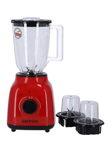 Krypton 3 In 1 Multi Functional Blender 1.5L 400 W KNB6212 - RedKitchen Appliances1.5 L Unbreakable PC Jar With a jar this big you blend huge amounts of fruits, vegetables, coffee, nuts & even ice 2 Speed Control with Pulse Keep control over your blending