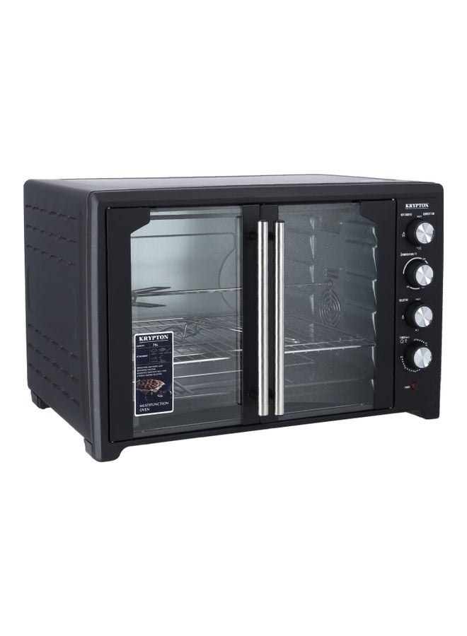 Krypton Electric Oven with Rotisserie and Convection 5L 2800 W KNO6355 - BlackKitchen AppliancesCapacity: 75L With rotisserie, convection and lamp; Can grill 3 big chickens or 4 small chickens High-quality stainless steel heating elements 4 Knobs, easy co