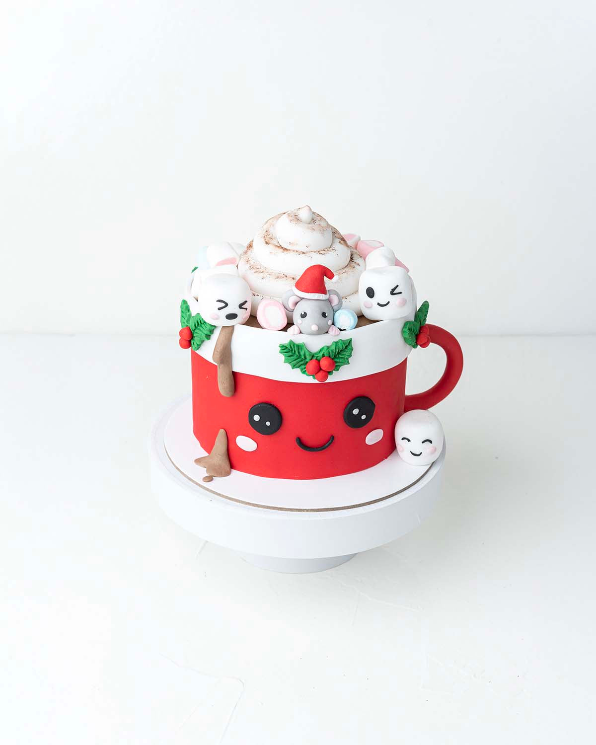 Hot Chocolate Theme CakeChocolate & ConfectioneryYour Gift Contains:• 1kg Cute Christmas warm Mug theme Cake• Flavor: Chocolate/Vanilla/Red Velvet• Box Size: 21x21x25cmHandling and Storage• Keep away from direct heat and sunlight• Best stored between 12-1