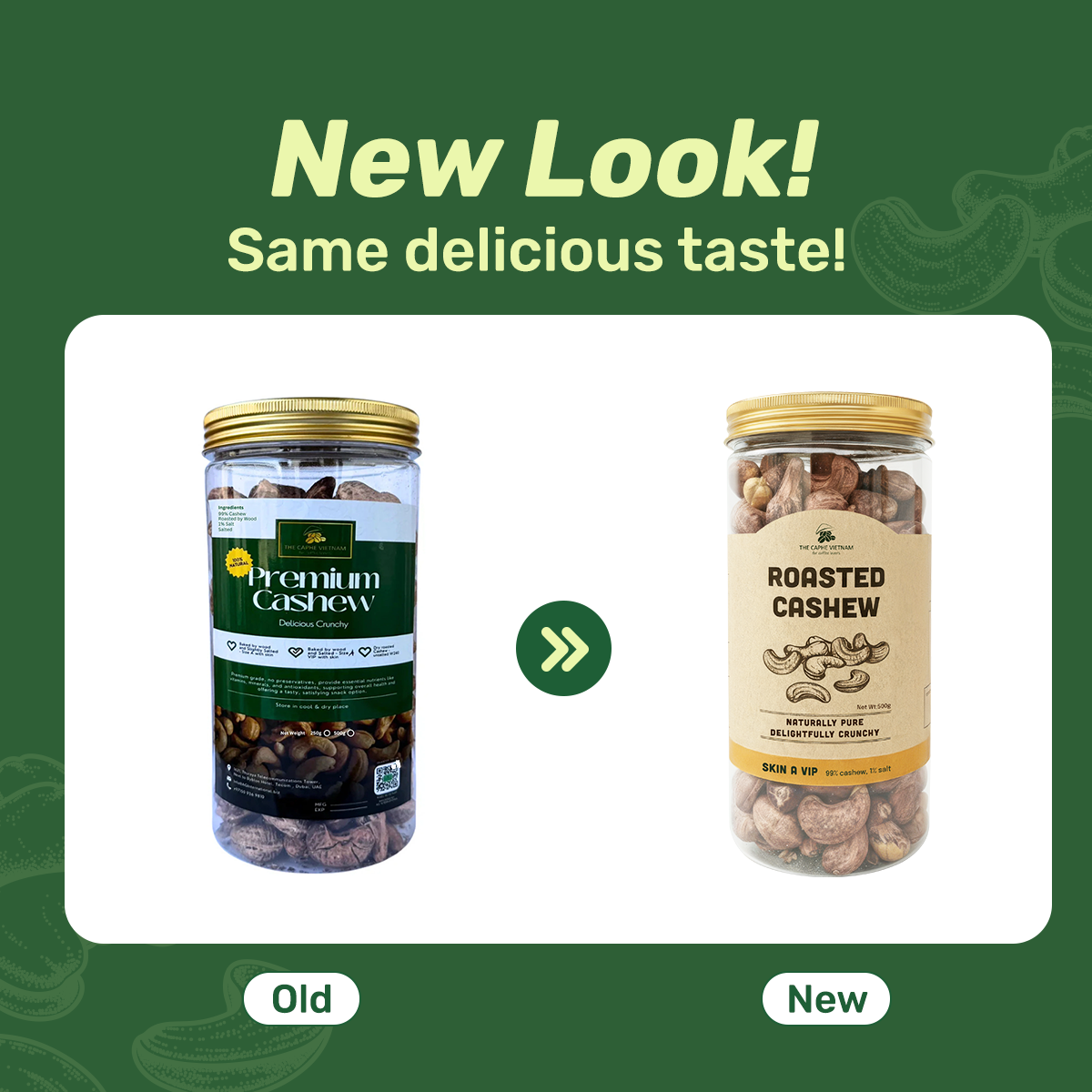 The Caphe Vietnam Premium Cashew Nuts - 1 KG | Wood-Baked, Roasted Cashew | Salted with Skin | Size A VIP | Vietnamese Cashew, Ready-to-Eat Nuts
