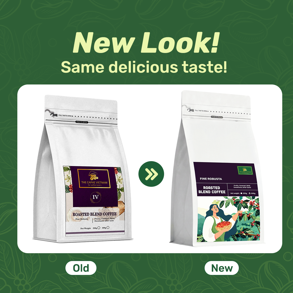 The Caphe Vietnam Fine Robusta Blended Whole Beans Coffee - 500 G | Preliminary Process | Blended Robusta | Vietnamese Whole Coffee Bean