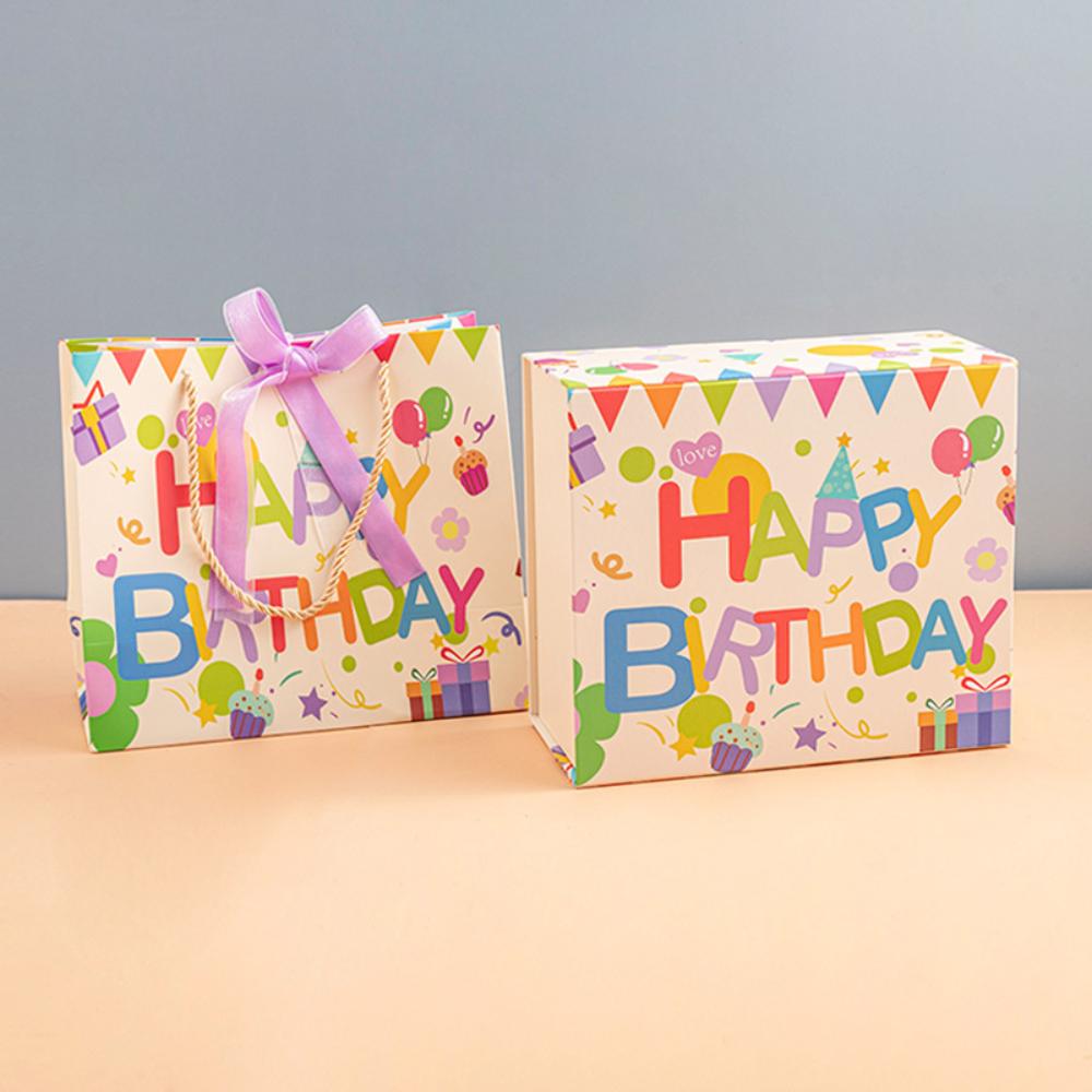 Happy Birthday Day Packaging Set- Large 34x27x14cm ( with shredded paper, greeting cards, gift box & Gift bag)