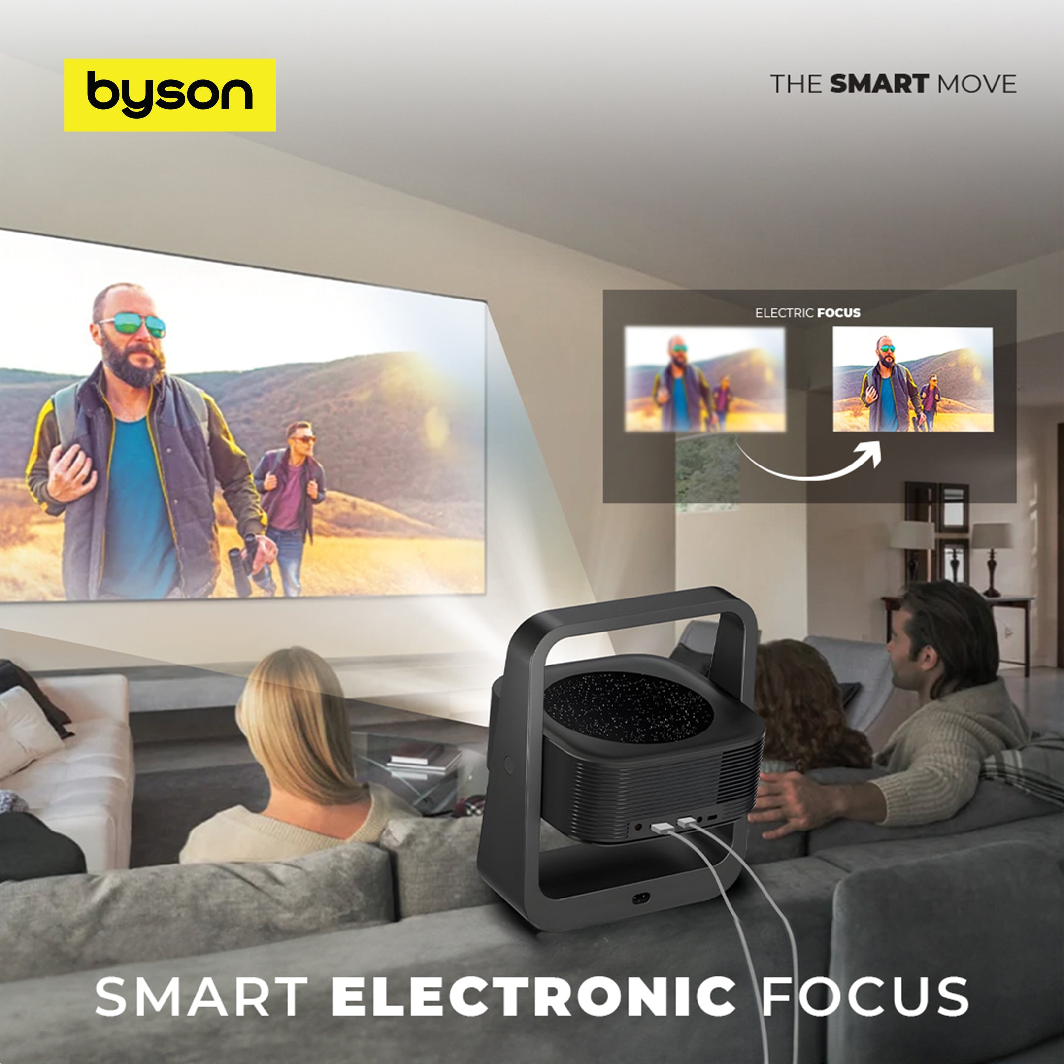 BSON Aurora Smart Home Projector – 4K HDR Mini Projector with 5G WiFi, Android 13, 360° Rotation & 150" Display