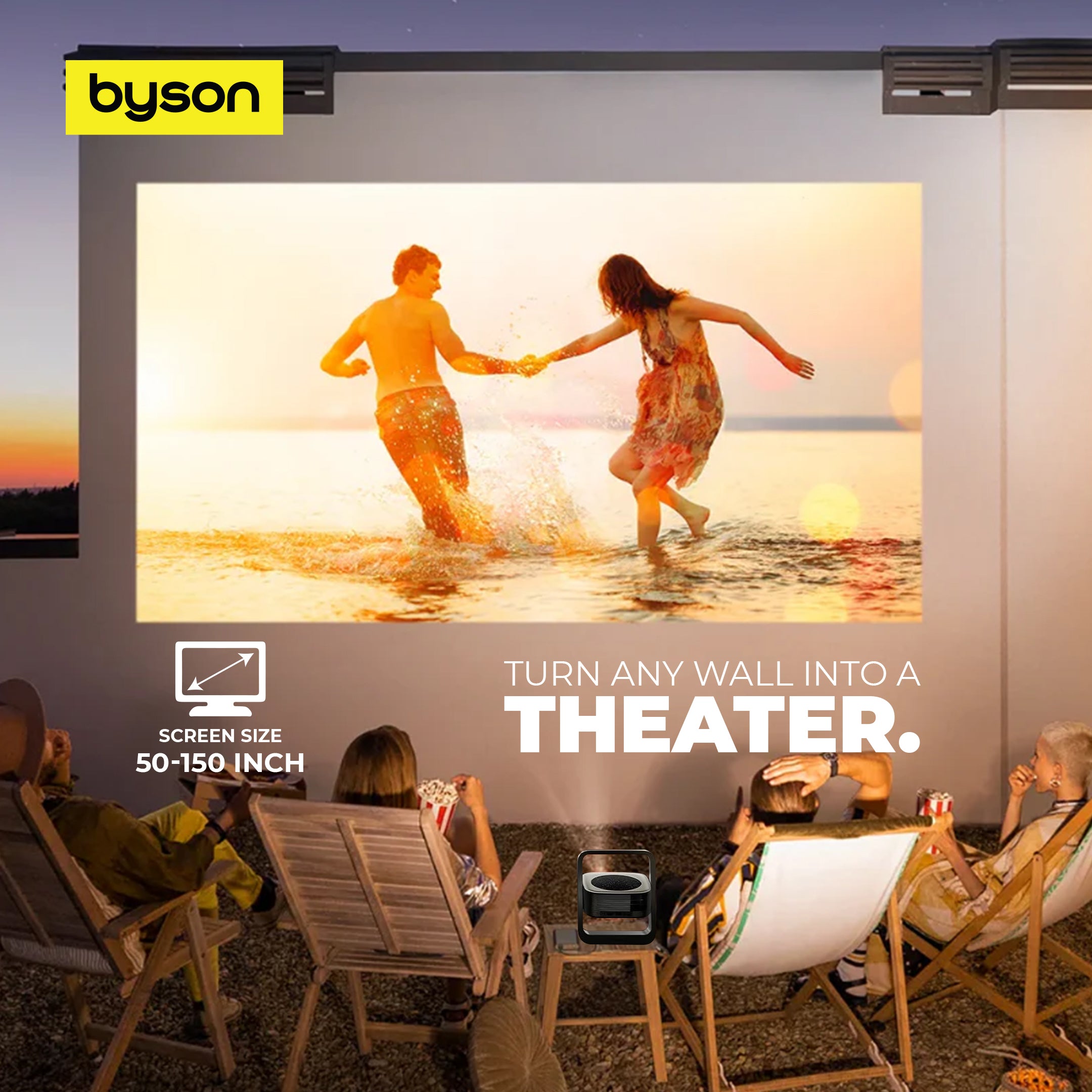 BSON Aurora Smart Home Projector – 4K HDR Mini Projector with 5G WiFi, Android 13, 360° Rotation & 150" Display
