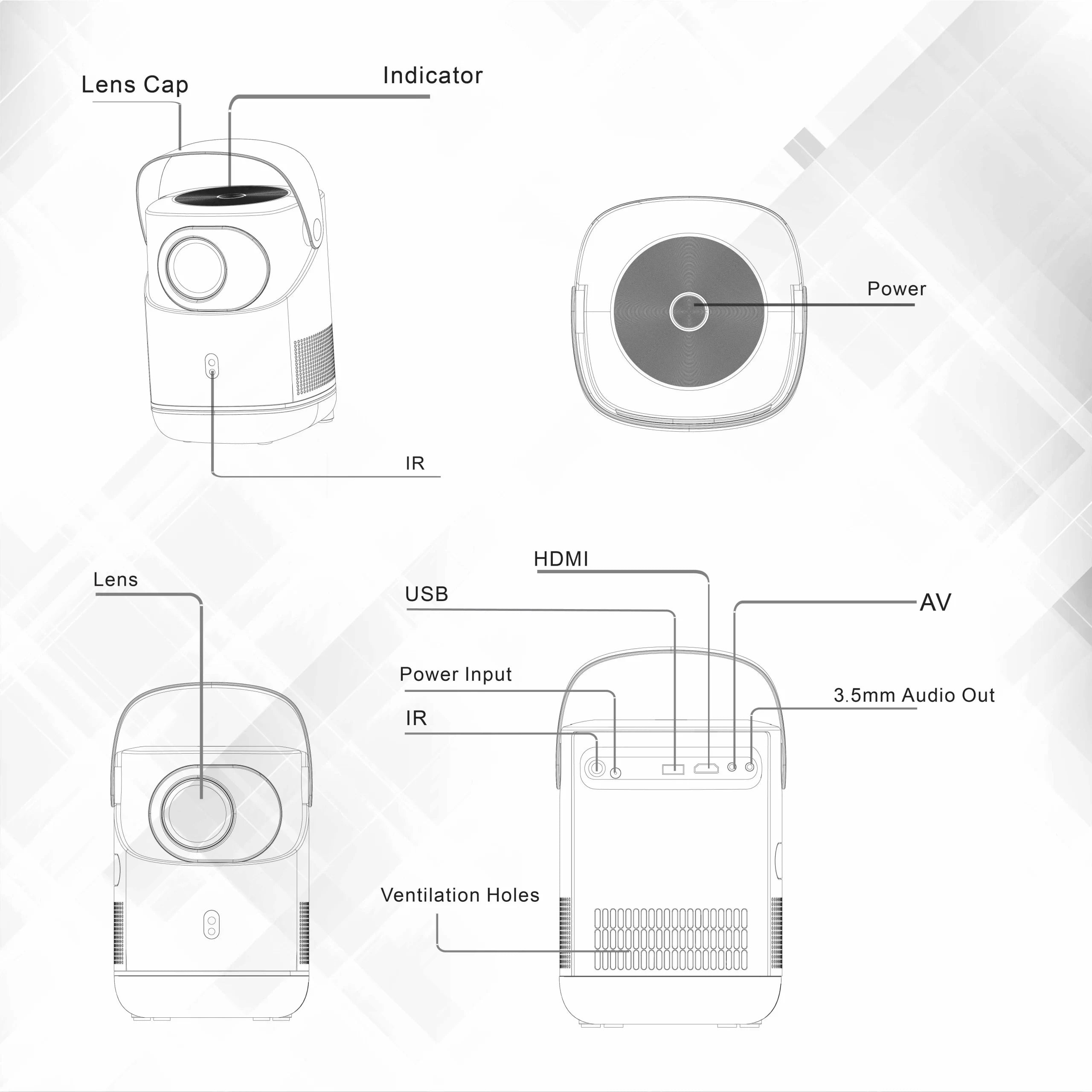 Maxwell Phantom Pro Projector Supports 4k, Built-in Stand, Portable Speaker, Full HD 1080P Resolution, Keystone Correction, Electronic Focus, Hi-Fi Sound System, 5G Wifi, Outdoor/Home Cinema ProjectorAudio & VideoThe Maxwell Phantom Pro Projector is desig