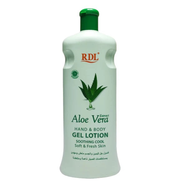 RDL Aloe Vera Extract Hand & Body Gel Lotion - 600mlPersonal CareAloe Vera Infused Care: Enriched with natural aloe vera extract to calm, hydrate, and refresh dry or irritated skin. Lightweight Gel Texture: Non-sticky, fast-absorbing gel lotion delivers i