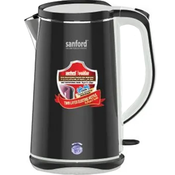 Sanford Electric Kettle SF1869EK-1.7L BSKitchen Appliances1.7 Liter Capacity. 1800 Watts Power. Food Grade SUS #304 Stainless Steel Inner Shell. Durable Double Layer Structure. Cool touch housing. 360° Rotational Base with Cord Storage. Anti-scalding Desi
