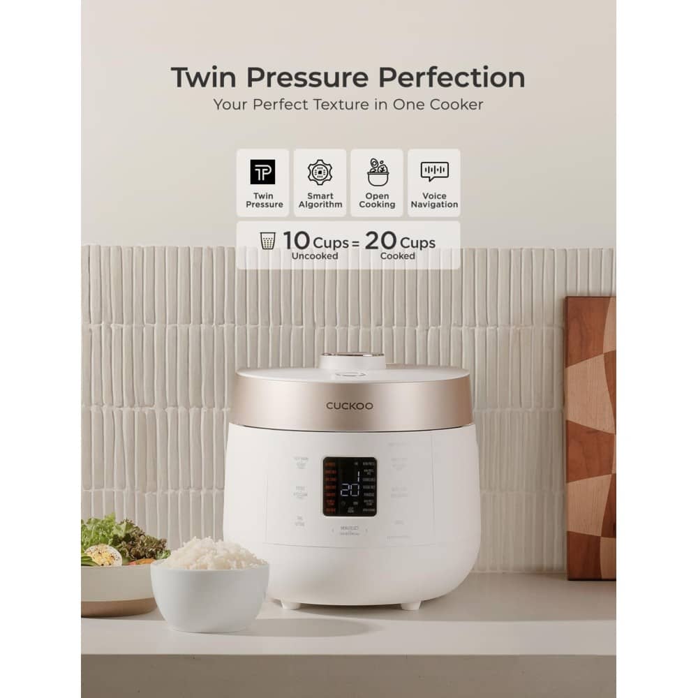 CUCKOO CRP-ST1009FW 10-Cup Twin Pressure Rice Cooker – White