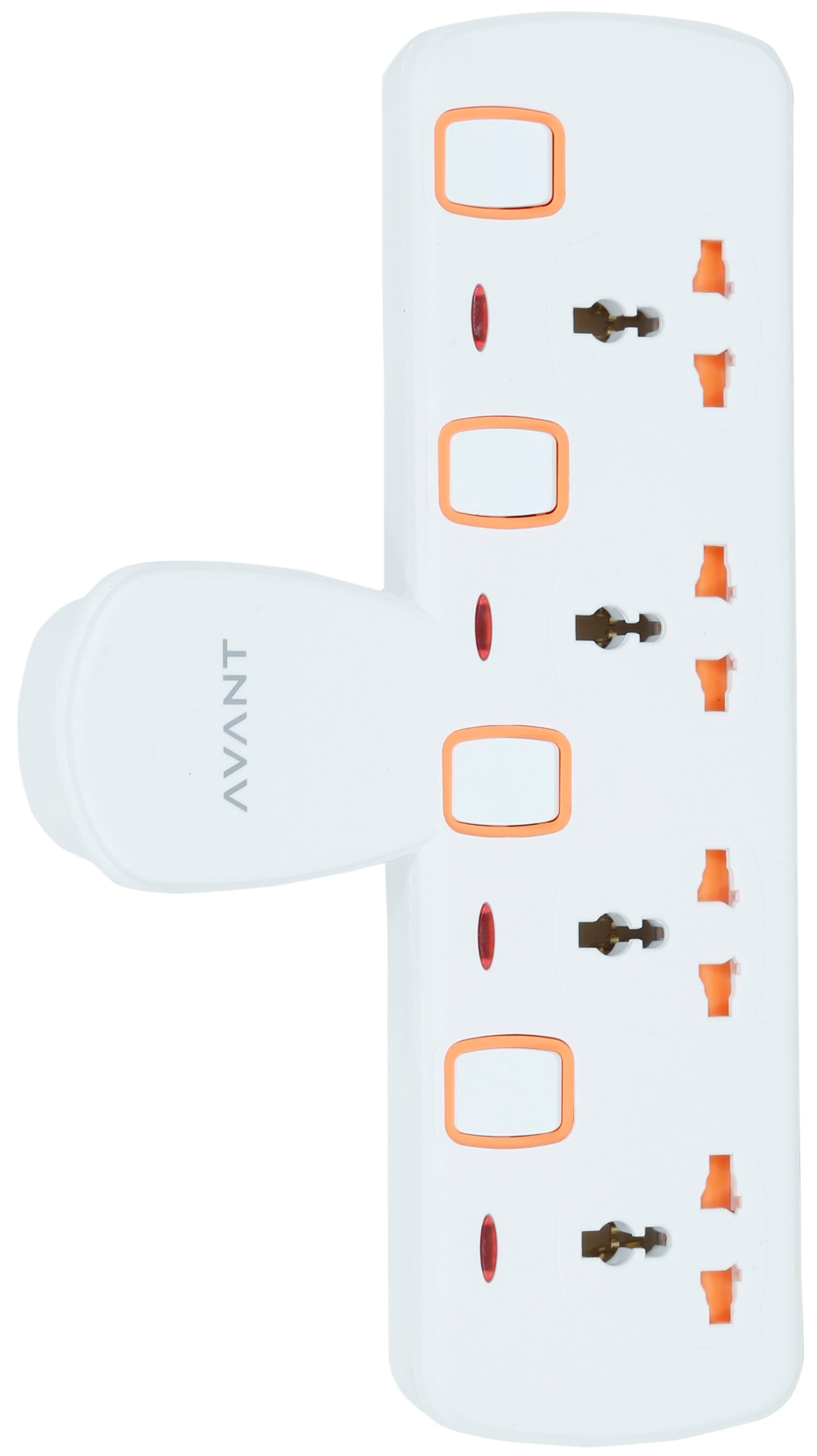 AVANT Multi Plug Extension Socket, 4 Way T Socket, Electrical Outlet Extender, Wall Charger, Universal Plug Adapter 13A Plug with individual Switches and LED neon Indicator White