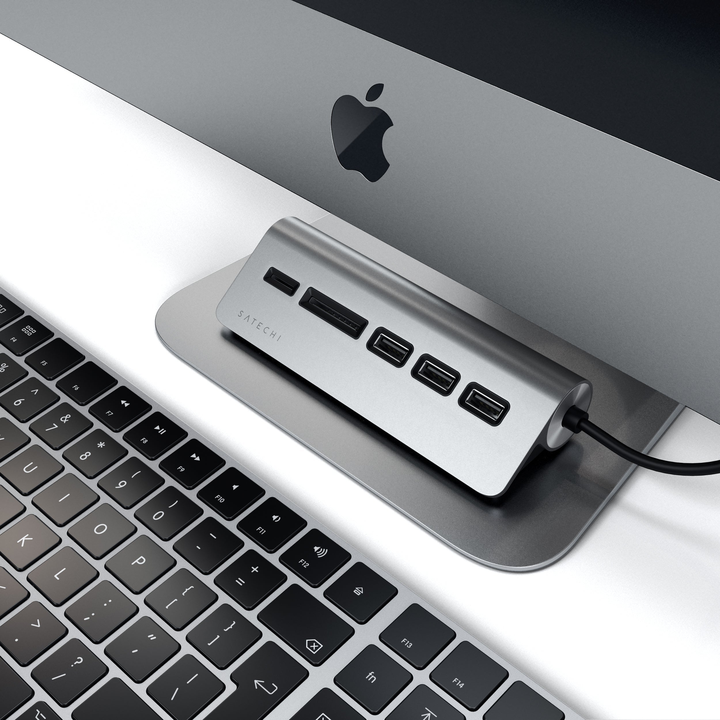 SATECHI Slim Type-C Aluminum USB Hub (3xUSBA & 1xMicro/SD) - Space Gray