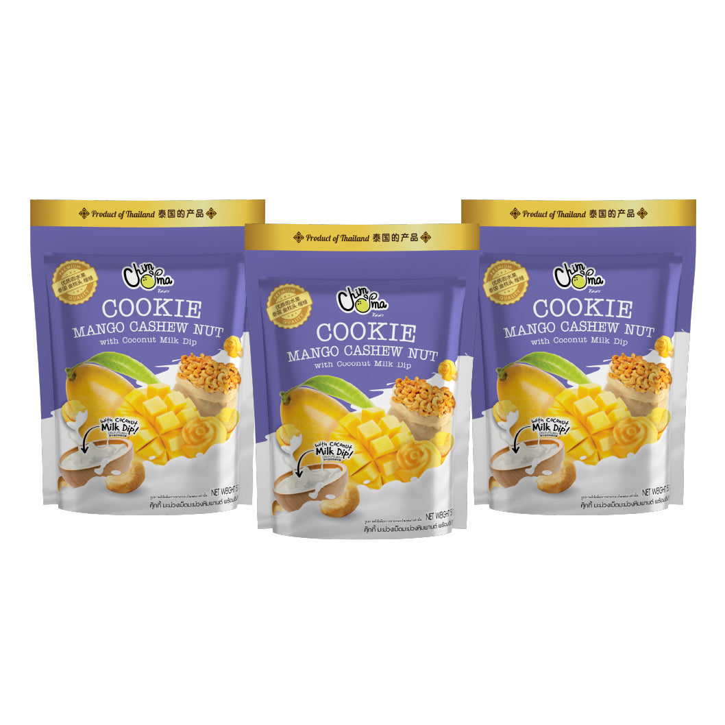 SET CHIMMA Cookies Mango Cashew Nut with Coconut Milk Dip 50G x 3packsSnacksCraving something crispy, nutty, and fruity? This set of mango cashew nut cookies delivers a delightful crunch with the natural sweetness of mango and the richness of cashews, com