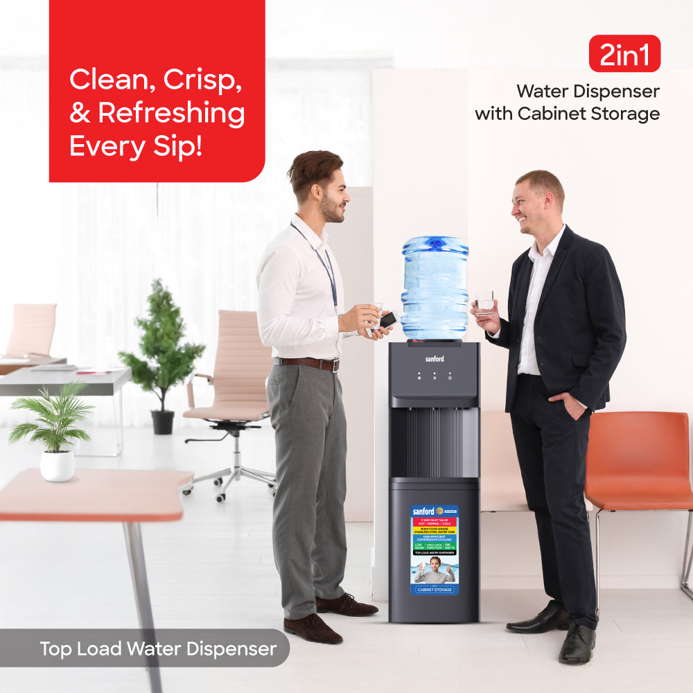 Sanford Hot, Normal & Cold Top Load Water Dispenser with Cabinet Storage - SF1403WD