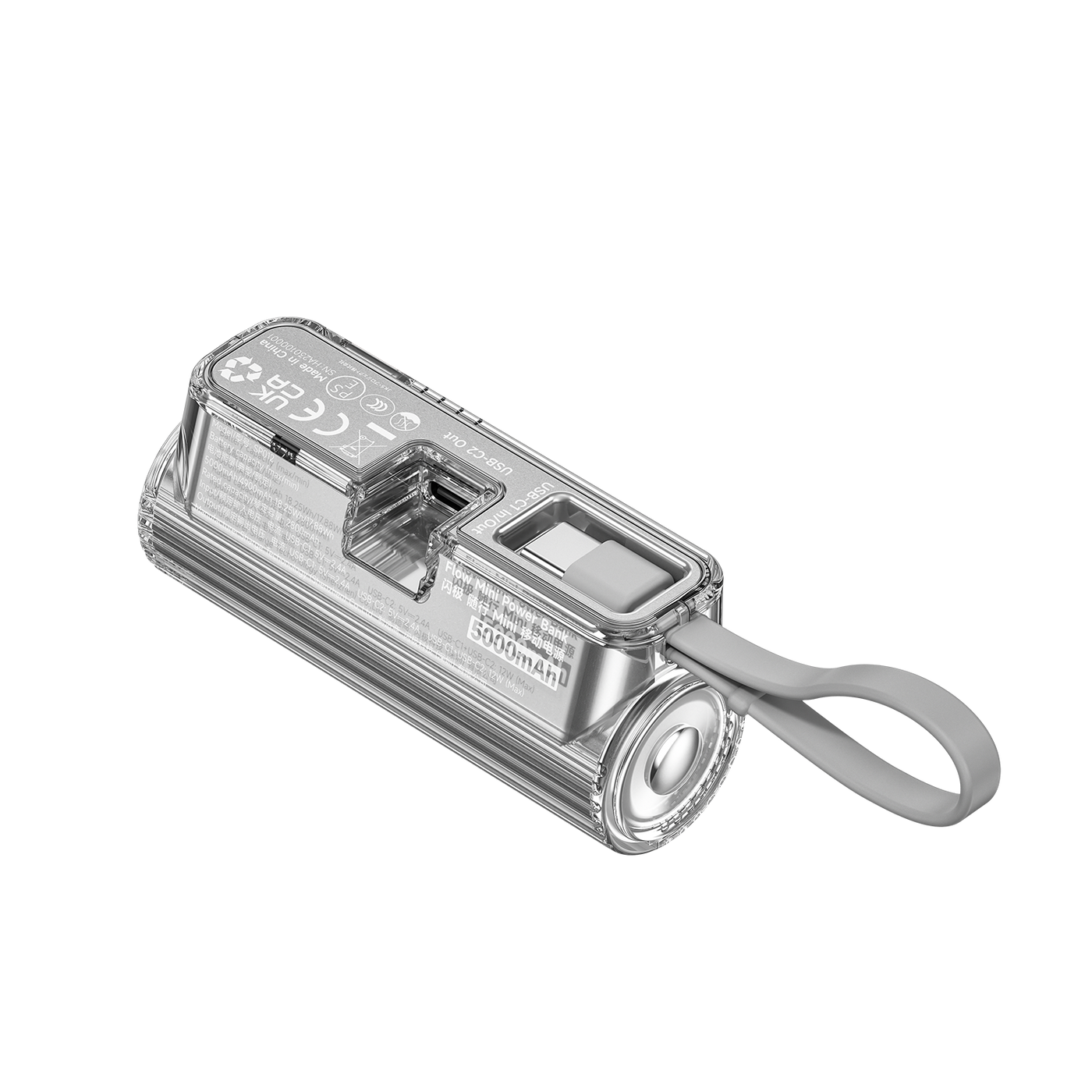 Sharge Flow MiniMobile AccessoriesTransparent aesthetic with silver metallic gloss Tiny as a roll film. Ultra-portable Cable-free with built-in connector USB-C & Lightning supported. One for all Pocket & pouch friendly Stress-free 5,000mAh Chic. Stand-out