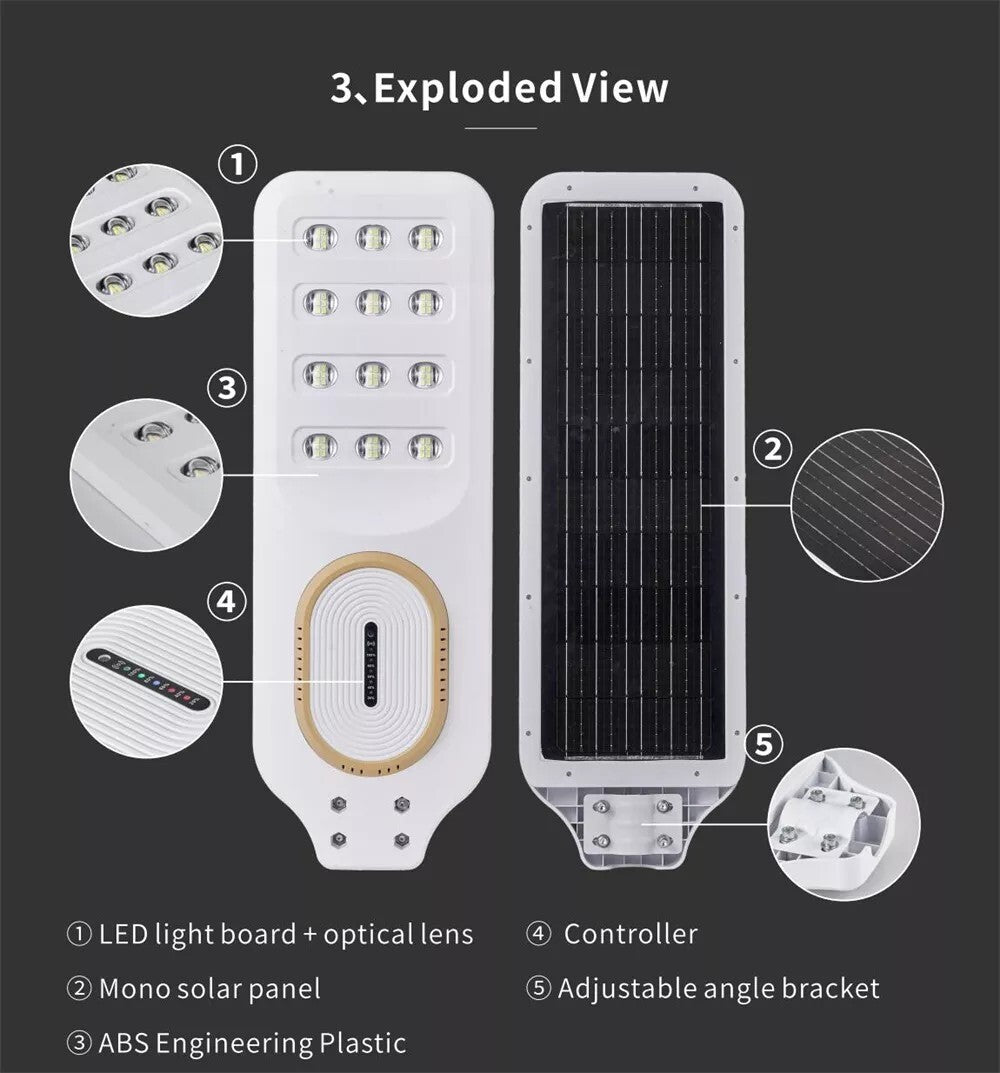 ABS Solar Street Light 25W 6000K ZL16-400 with Sensor | White/Grey | 1 Year Warranty
