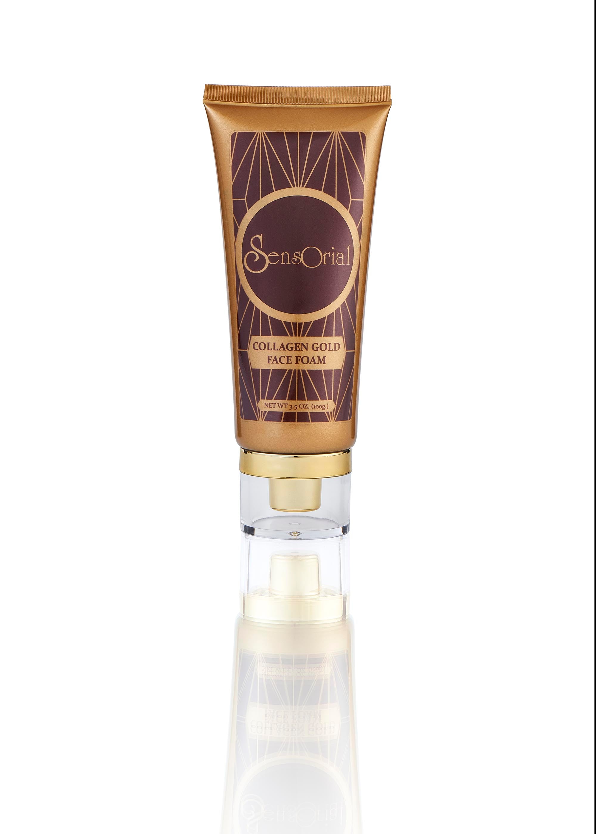 Sensorial Collagen Gold Facial FoamPersonal CareEfficiency deep cleansing foam Cleans makeup completely, fresh scent, fine foam texture, soft and smooth. After washing the face, the skin is moisturized, not dry like other cleansing foam. Whitening, Reduce