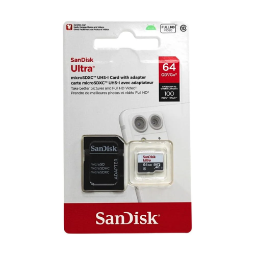 SanDisk Ultra UHS-I Class 10 microSDXC Card, 64 GB, SDSQUNS-064G-GN3MN