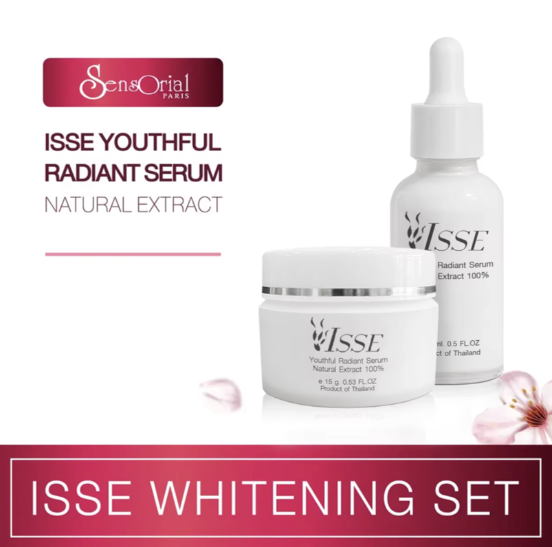ISSE YOUTHFUL WHITENING SET – (Day Serum 15 ml. X Night Cream 15 g.)Personal CareAbsolute Beauty by The excellent innovation combined with Medical & Natural Extracts to remove melasma and skin radiant. Highlights: ** Medical Organic with 5 kind of red fru
