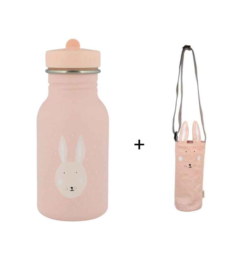 Trixie Bottle 350ml - Mrs. Rabbit + Trixie Thermal Bottle Holder Mrs Rabbit - PinkBaby & KidsWater drinking bottles with friendly animal face is the perfect, durable alternative to single use plastic bottles!​ These fun water drinking bottles are a must h