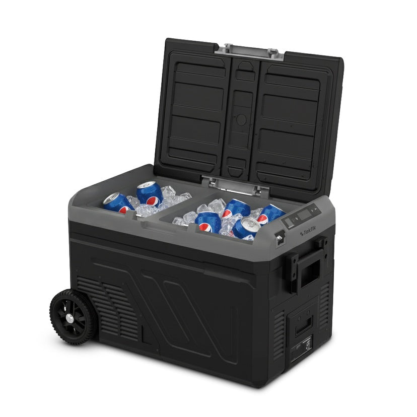 Taktik 40L Dual Zone Portable Fridge Freezer – Independent Fridge and Freezer, 12V/24V/AC, Camping