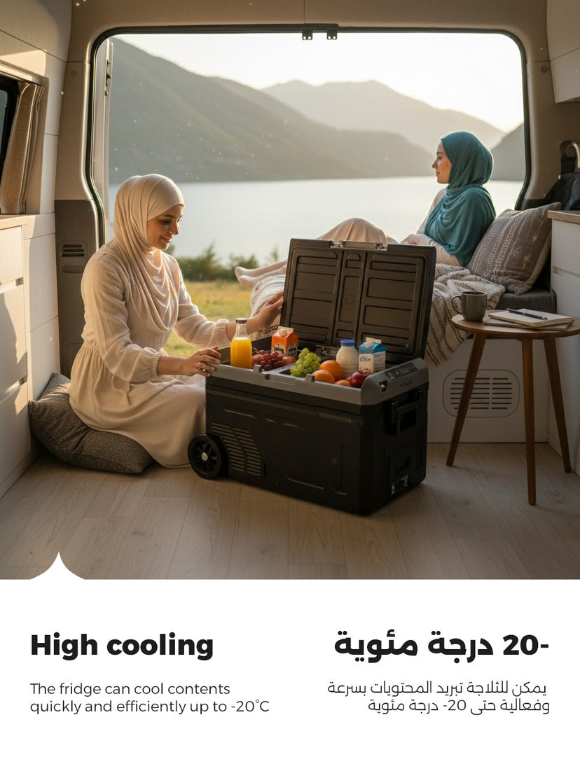 Taktik 40L Dual Zone Portable Fridge Freezer – Independent Fridge and Freezer, 12V/24V/AC, Camping