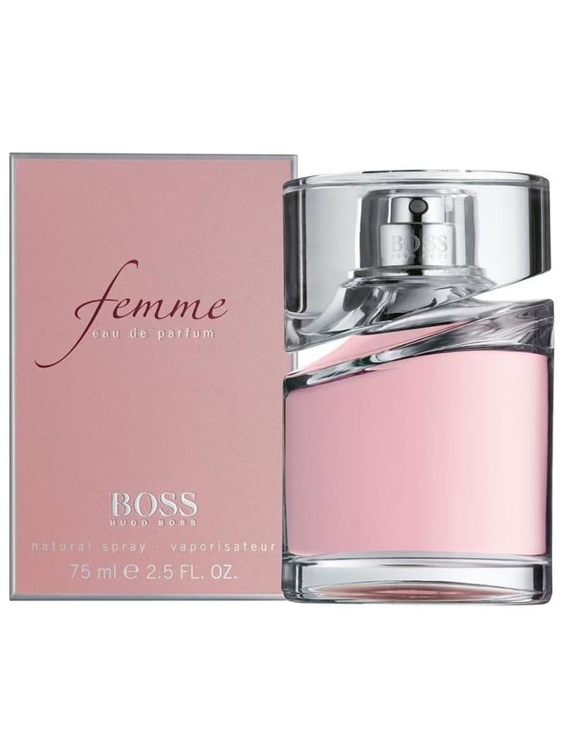 Hugo Boss Femme Women's Eau de Parfum 75mlPerfumes & FragrancesTop Notes: Freesia, Tangerine, Black Currant Middle Notes: Bulgarian Rose, Lily, Jasmine Base Notes: Lemon Tree, Apricot, Amber