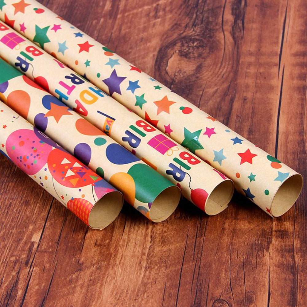 Birthday Polka Dot Kraft Wrapping Paper - 6pcs, 50CM X 70CM, Birthday Wrapping Paper