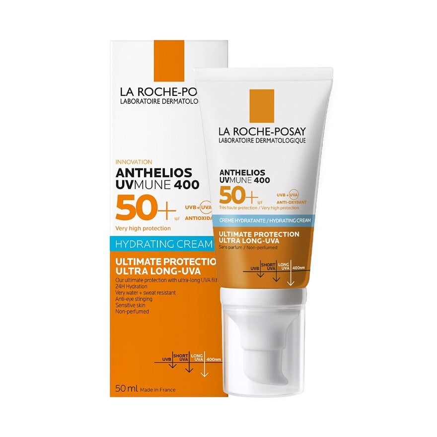 La Roche-Posay Anthelios UVmune 400 Moisturising Cream SPF50+ Fragrance Free 50mlPersonal CareNext-Gen UV Filter – UVMune 400: Shields against ultra-long UVA rays—one of the most harmful and penetrating types of sunlight. High SPF 50+ Broad Spectrum Prote