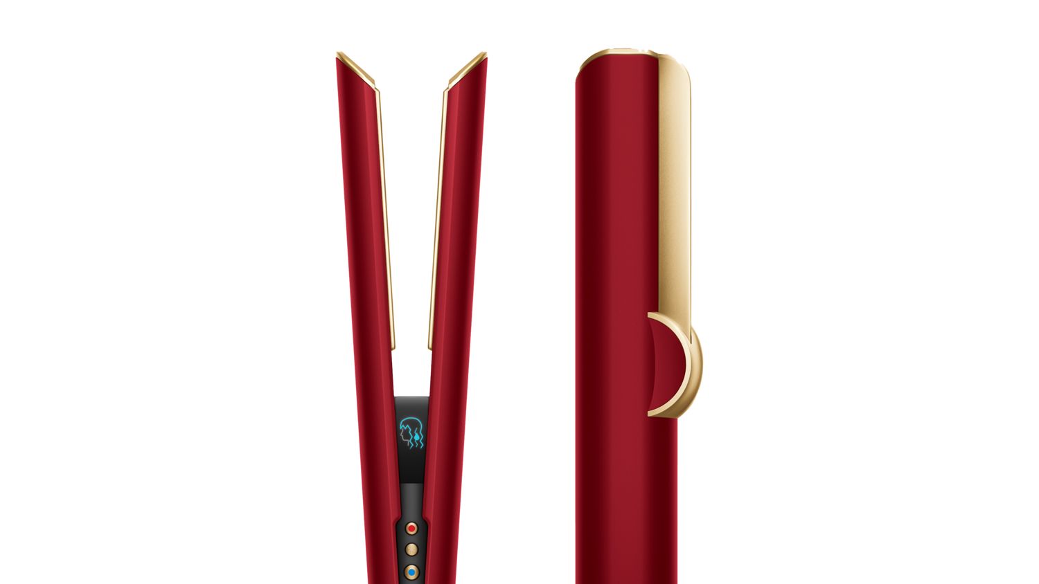 Dyson Airstrait straightener in Red velvet and gold, Gift Edition, International VersionHair CareWet to dry straightening, with air. No hot plates. No extreme heat. Powerful, directional airflow smooths and aligns hair. Straightens from wet to dry, simpli