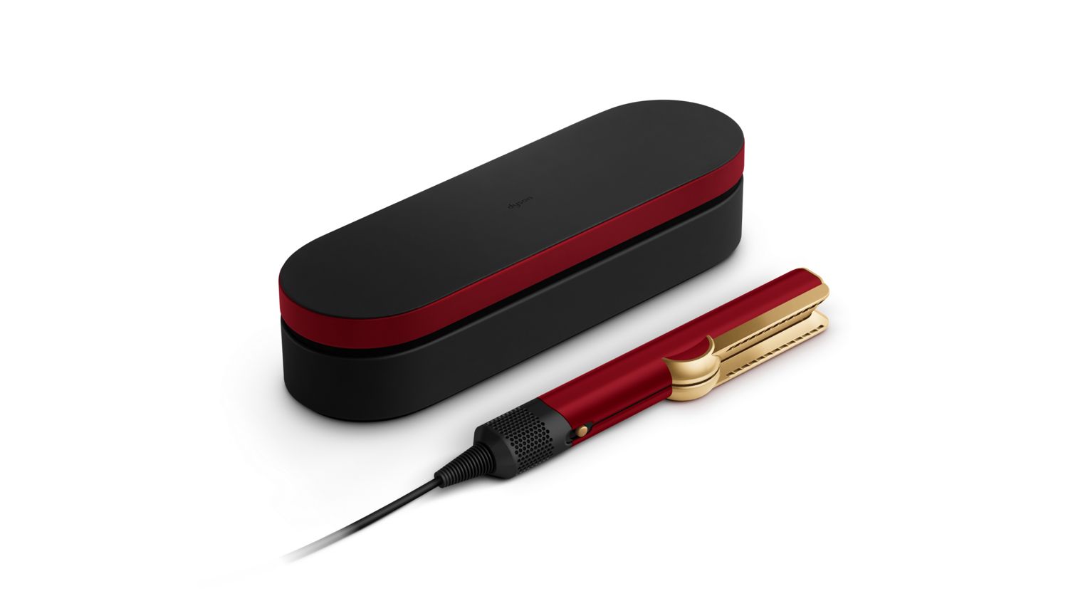 Dyson Airstrait straightener in Red velvet and gold, Gift Edition, International VersionHair CareWet to dry straightening, with air. No hot plates. No extreme heat. Powerful, directional airflow smooths and aligns hair. Straightens from wet to dry, simpli