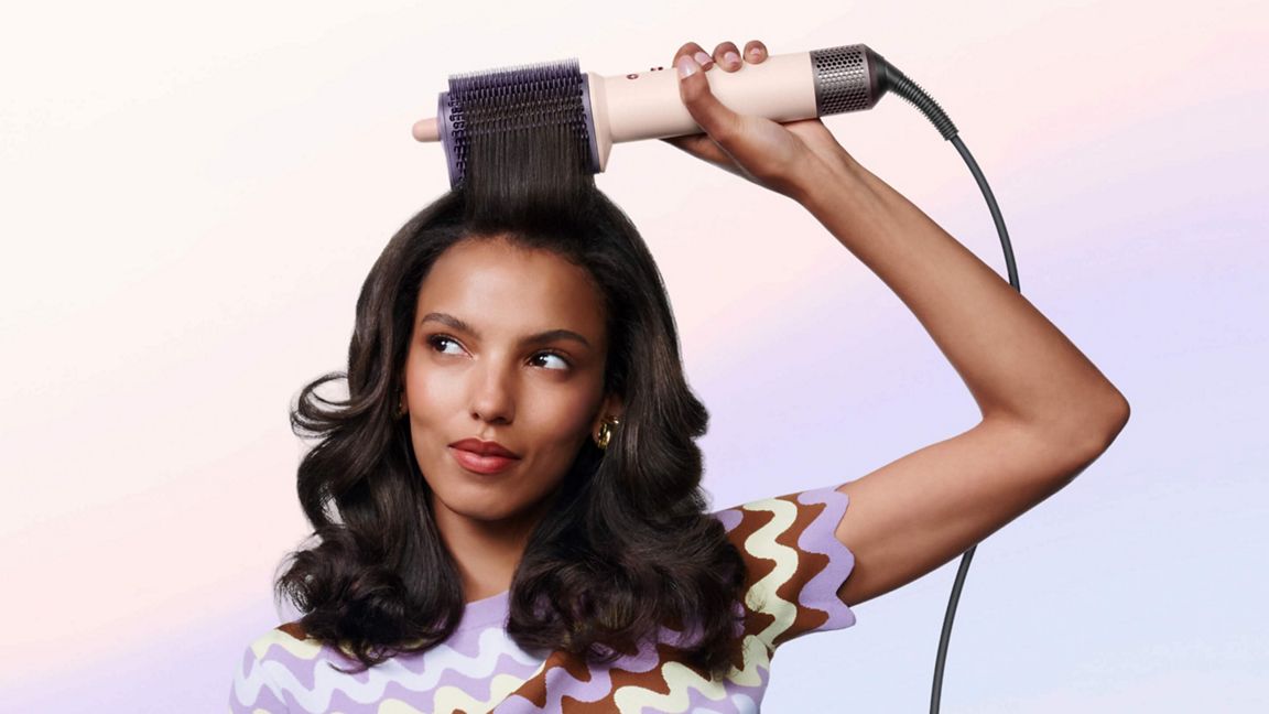 Dyson Airsmooth Styling Brush – Ceramic Pink/Rose Gold, Hot Air Brush for Drying, Smoothing & Styling