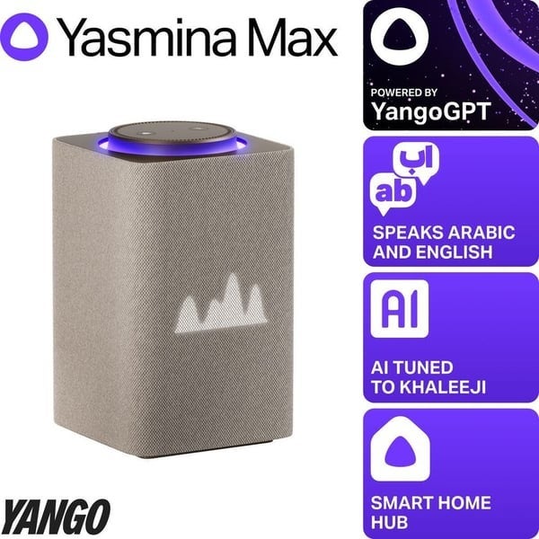 Yasmina AI Enabled Smart Speaker MaxLED Lights/Speaker/ChargingUpgrade your smart living experience with the Yasmina Max AI Enabled Smart Speaker — a high-performance voice assistant designed to deliver premium sound, advanced AI functionality, and seamle
