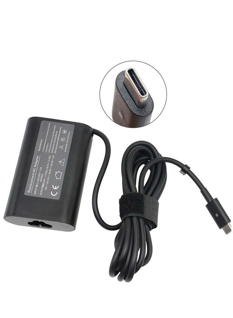 Replacement Dell 20V 2.25A 45W Usb-C Type Laptop Ac Adapter For Dell Xps Latitude 12 9250 13 7370 La45Nm150 Hdcy5 0Hdcy5 P/N 0Hdcy5 Black
