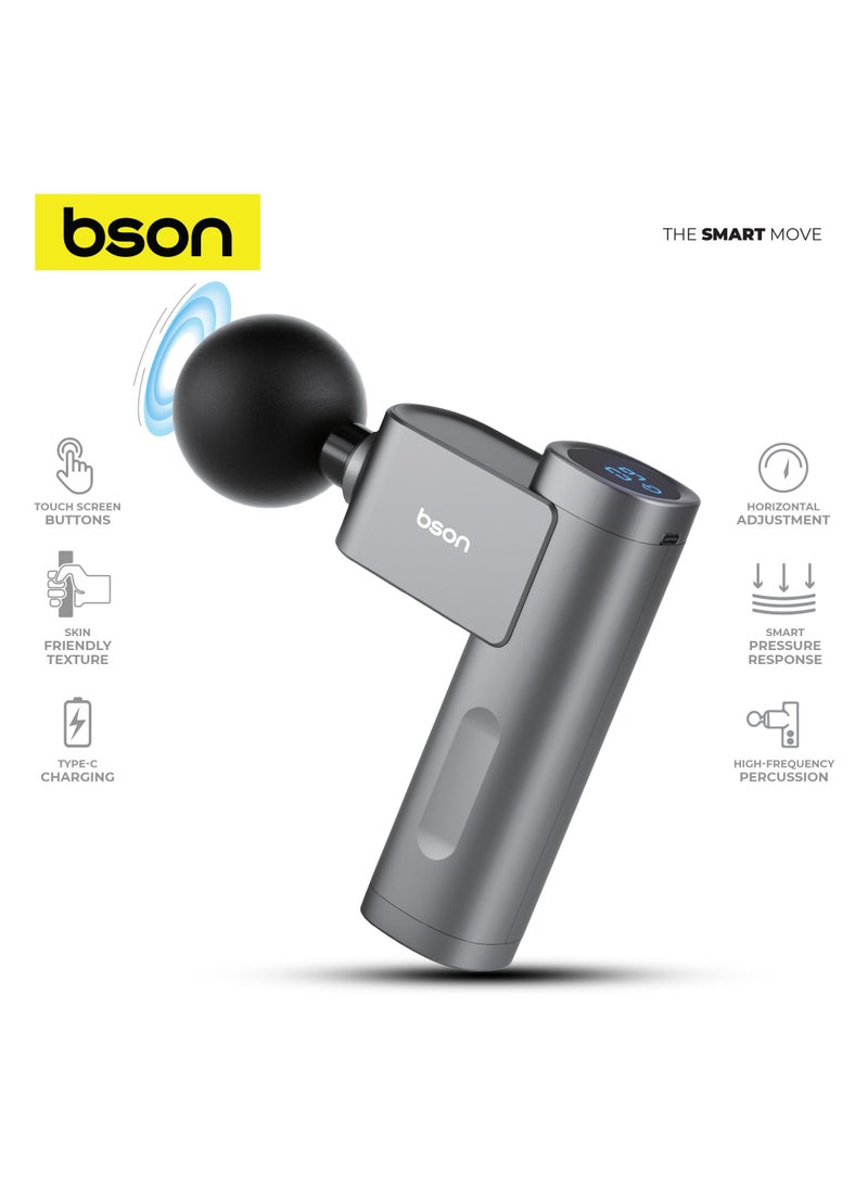 BSON Smart Press Massage Gun – 9 Modes, 4 Heads, 12mm Percussion, Touchscreen & USB-C