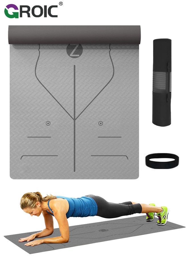 GROIC Extra-Wide Yoga Mat – 6mm TPE Exercise Mat with Alignment Marks, 72" × 31.9", Storage Bag