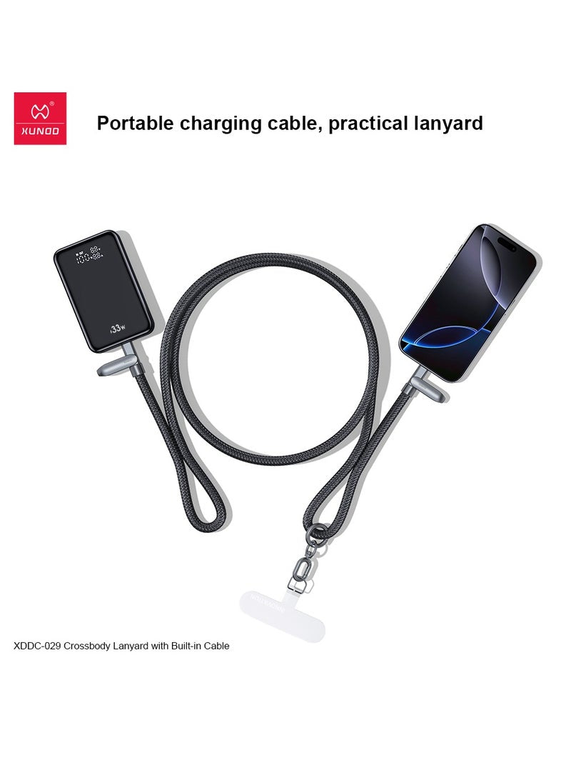 XUNDD Crossbody Lanyard with Builtin Cable (USBC Compatible with Lightning) 27W Charging Cable Body Neck Lanyard for Compatible with iPhone 14 Pro Max 13 Pro Max 13 Pro etc.(1.2M) (Black)Mobile AccessoriesBuilt-in 27W Charging Cable: Features a USB-C comp