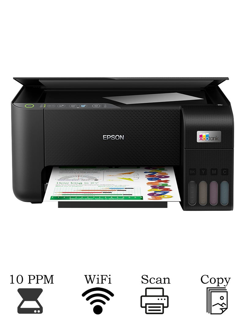 EPSON EcoTank L3250 3-in-1 WiFi Colour Ink Tank Printer – Print, Scan & Copy with Smart Panel App Connectivity - Black