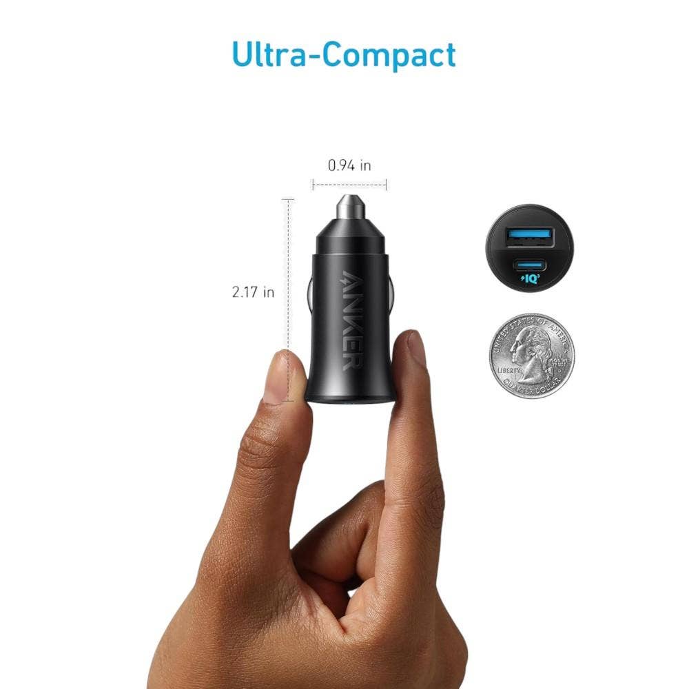 Anker 32X 48W Dual-Port Car Charger – Fast USB-C & USB-A | UAECable Chargers & AdaptersStay powered on the go with the Anker 32X Dual-Port Car Charger in sleek black. Featuring a USB-C port with 30 W Power Delivery and a USB-A port with 18 W PowerIQ fast