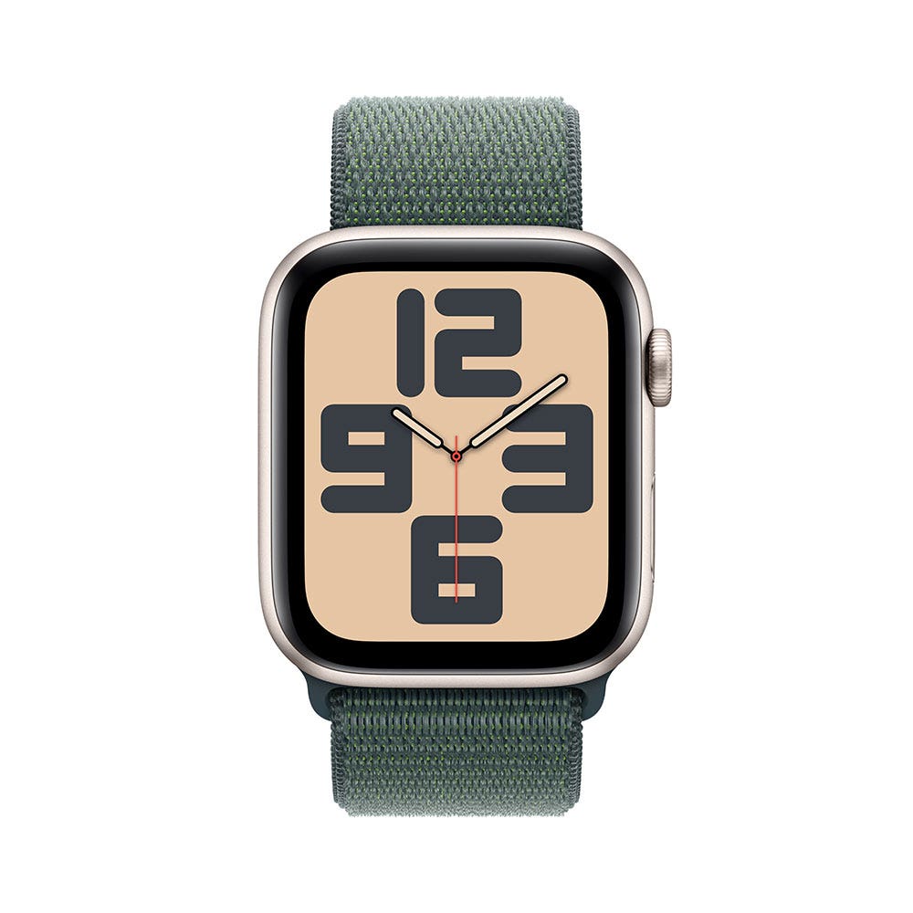 Apple Watch SE Starlight Aluminum Case with Lake Green Sport LoopWearablesA great deal to love.Easy ways to stay connected. Motivating fitness metrics. Innovative health and safety features. Fresh band colors. Apple Watch SE is packed with features at a f