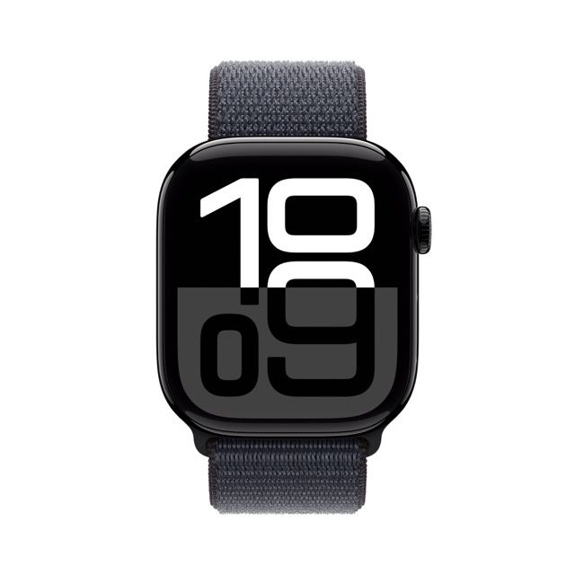 Apple Watch Series 10 GPS + Cellular Jet Black Aluminum Case with Ink Sport Loop