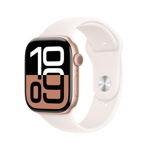 Apple Watch Series 10 GPS Rose Gold Aluminum Case with Light Blush Sport BandWearablesThinstant classic Monumental DisplaySeries 10 is a major milestone for Apple Watch. It features Apple's biggest and most advanced display yet, showing more information o