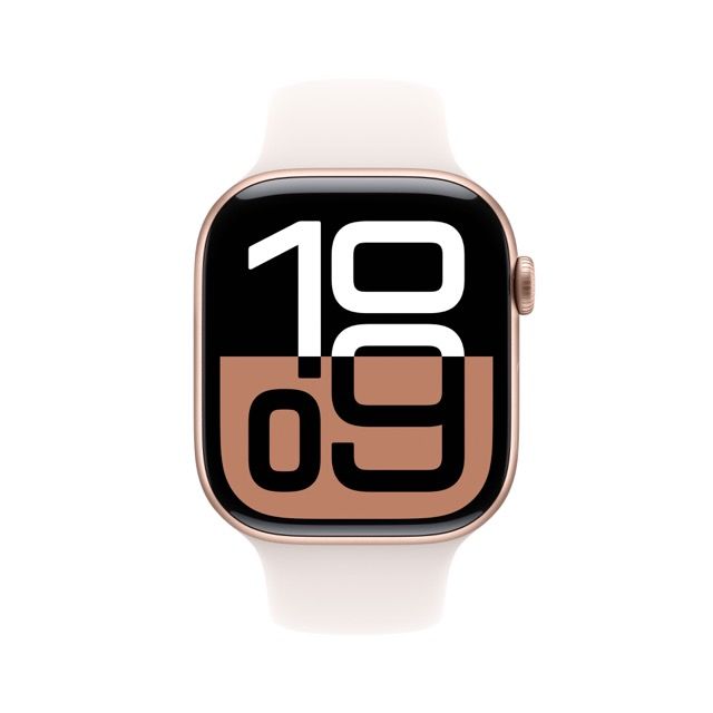 Apple Watch Series 10 GPS + Cellular Rose Gold Aluminum Case with Light Blush Sport Band
