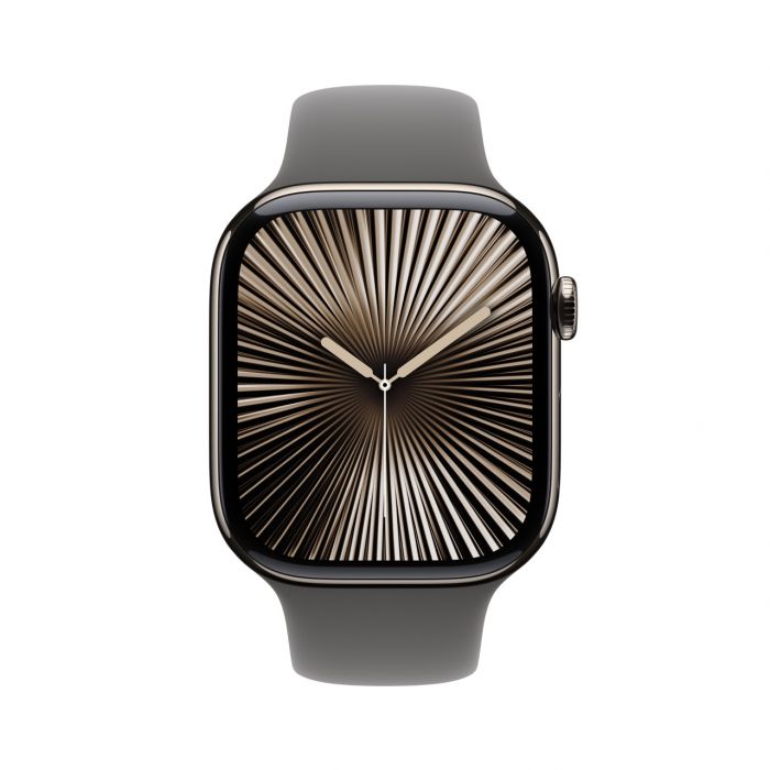 Apple Watch Series 10 GPS + Cellular Natural Titanium Case with Stone Gray Sport Band