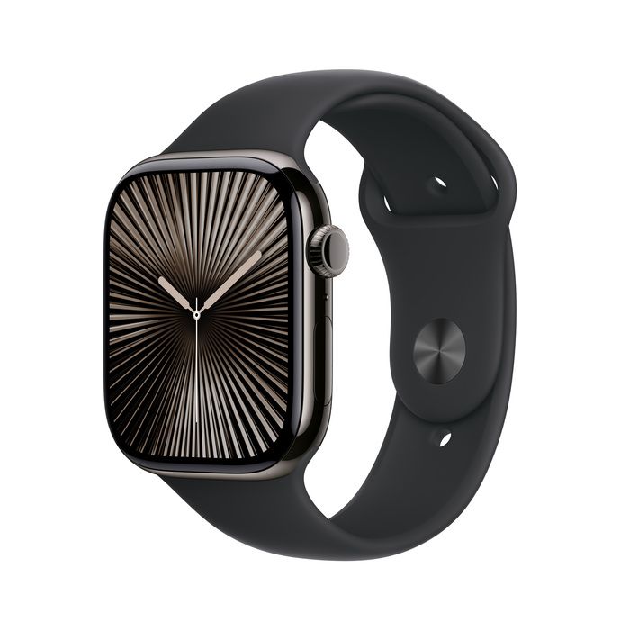Apple Watch Series 10 GPS + Cellular Slate Titanium Case with Black Sport BandWearablesThinstant classic Monumental DisplaySeries 10 is a major milestone for Apple Watch. It features Apple's biggest and most advanced display yet, showing more information