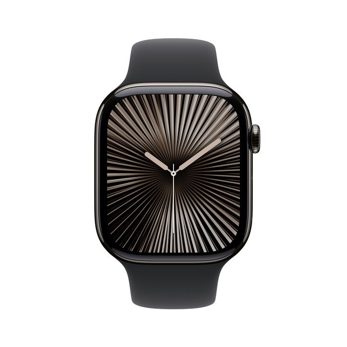 Apple Watch Series 10 GPS + Cellular Slate Titanium Case with Black Sport BandWearablesThinstant classic Monumental DisplaySeries 10 is a major milestone for Apple Watch. It features Apple's biggest and most advanced display yet, showing more information