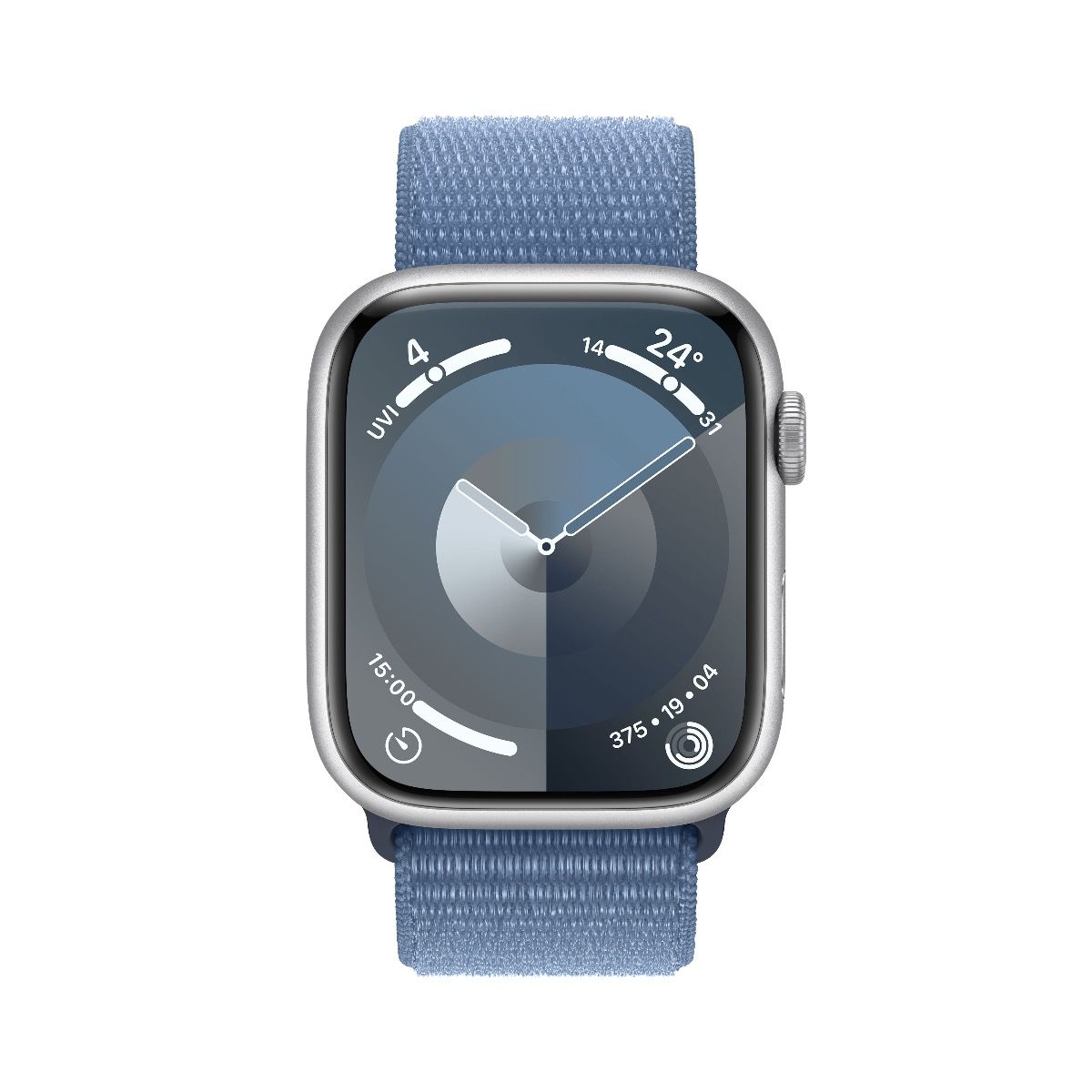 Apple Watch Series 9 Silver Aluminium Case with Winter Blue Sport Loop