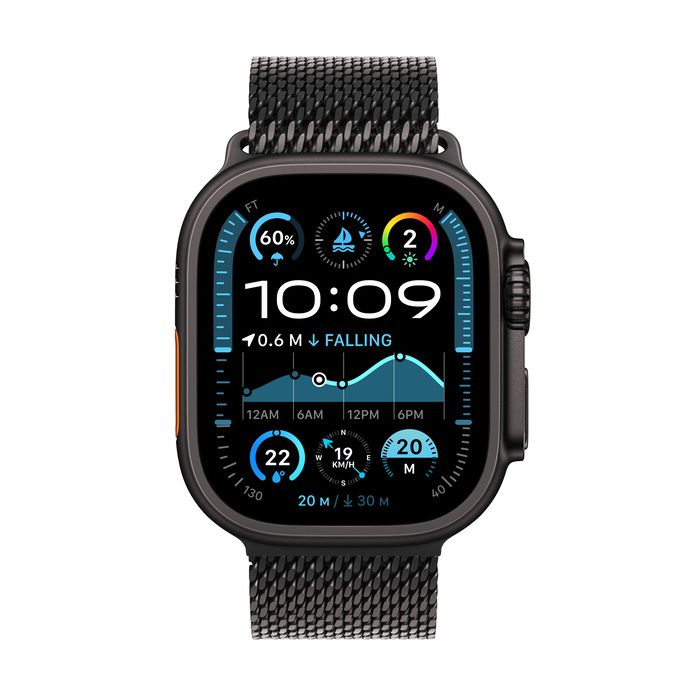 Apple Watch Ultra 2 GPS + Cellular 49mm Black Titanium Case with Black Titanium Milanese LoopWearablesNew finish. Never quit.Featuring a stunning, new black titanium case, Apple Watch Ultra 2 is the ultimate sports and adventure watch. It has all the conn