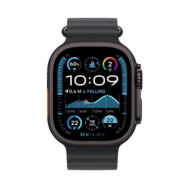 Apple Watch Ultra 2 GPS + Cellular, 49mm Black Titanium Case with Black Ocean BandWearablesNew finish. Never quit.Featuring a stunning, new black titanium case, Apple Watch Ultra 2 is the ultimate sports and adventure watch. It has all the connectivity, h