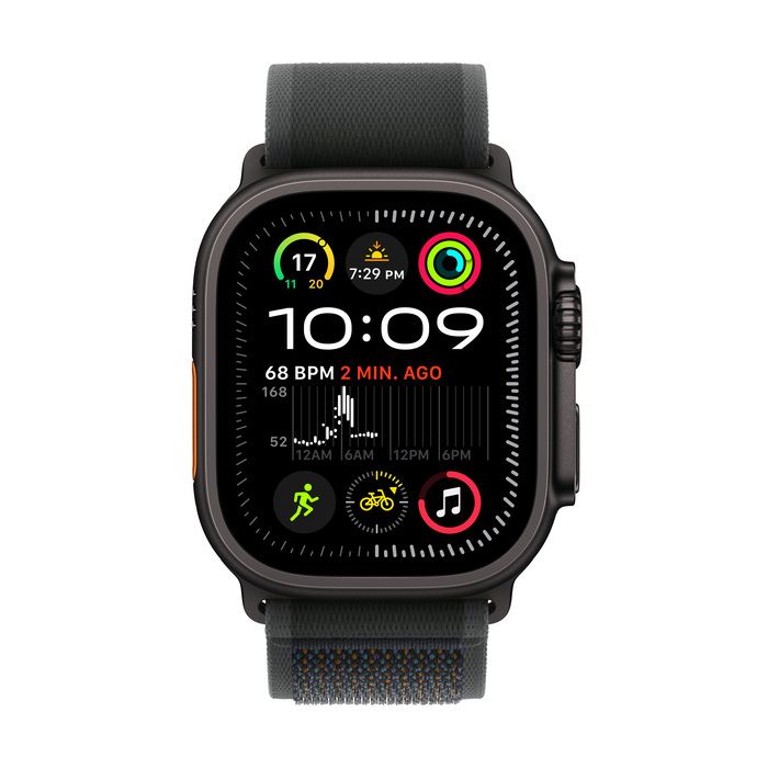Apple Watch Ultra 2 GPS + Cellular 49mm Black Titanium Case with Black Trail LoopWearablesNew finish. Never quit.Featuring a stunning, new black titanium case, Apple Watch Ultra 2 is the ultimate sports and adventure watch. It has all the connectivity, he